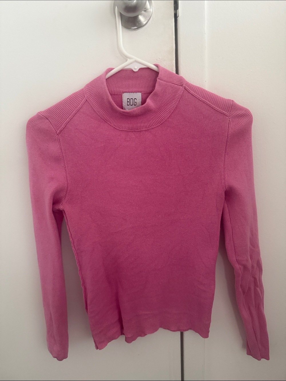 BDG Pink Mock Neck Lightweight Sweater